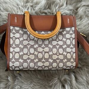 Coach Tan and Brown Signature Satchel